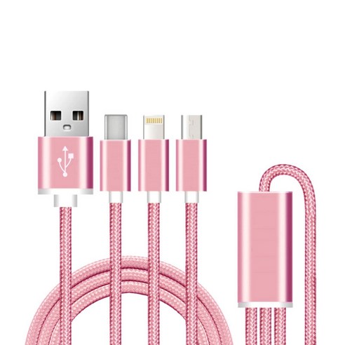 3 in 1 멀티 고속 충전 케이블, 로즈골드, 1개