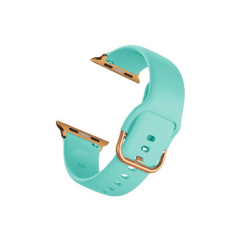 비쉐르 애플워치 2 골드 버클 라운드 V2 실리콘 밴드 스트랩 42mm, 에메랄드, 1개