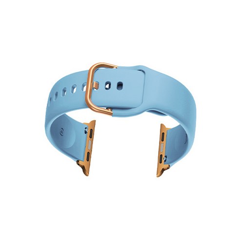 비쉐르 애플워치 5 골드 버클 라운드 V2 실리콘 밴드 스트랩 44mm, 라이트블루, 1개