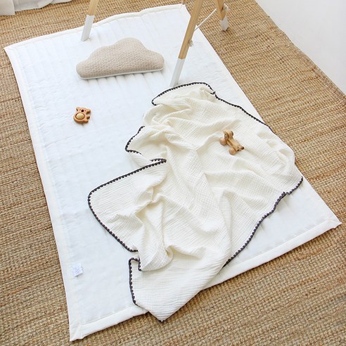 헬로미니미 아기 양면 침대 패드, 아이보리