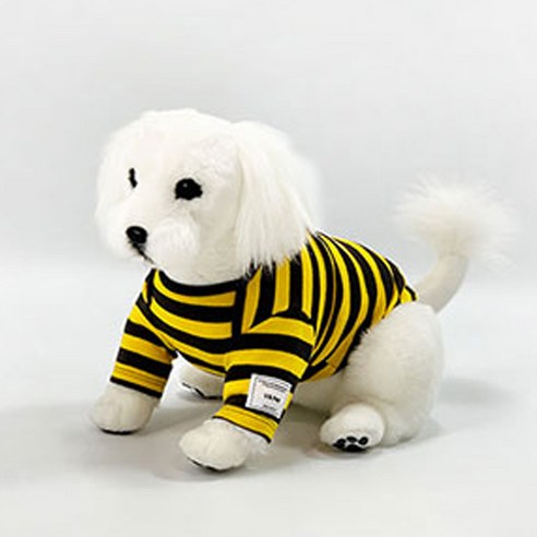 유앤펫 강아지 올데이 스트라이프 티셔츠, 옐로우 다크그레이, 1개
