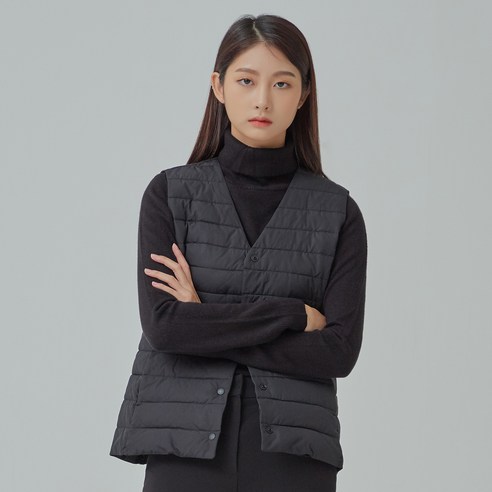 미쏘 여성용 브이넥 경량 패딩베스트