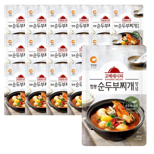 청정원 짬뽕 순두부찌개 양념, 140g, 16개