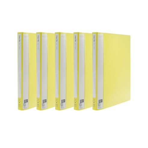 인디 클리어파일 A4 20매, Yellow, 5개