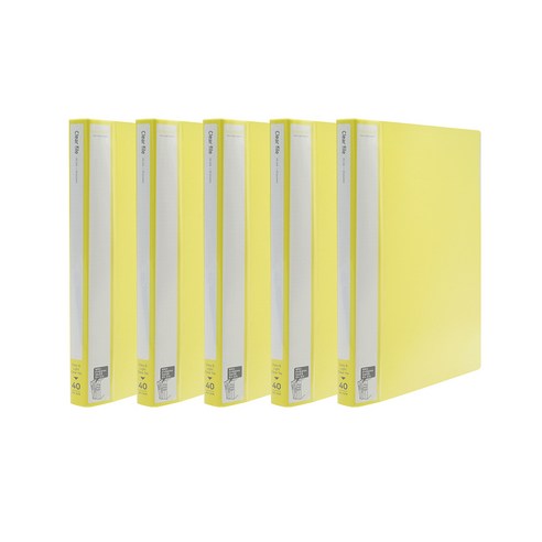 인디 클리어파일 A4 40매, Yellow, 5개