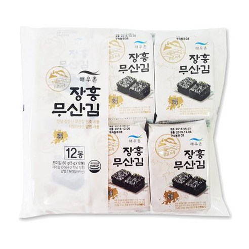 해우촌 장흥 무산김 도시락, 12개, 5g