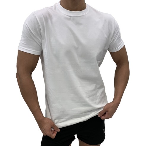 허그본 남성용 데일리 머슬핏 무지 반팔 티셔츠