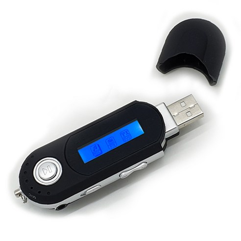 코스날 USB메모리 FM라디오 MP3 플레이어 8GB, comp3usbt1bl, 블랙