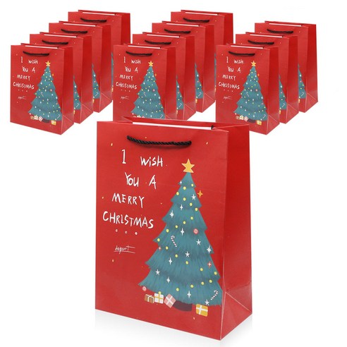 리드홈 크리스마스 선물 쇼핑백 12p, 트리 레드