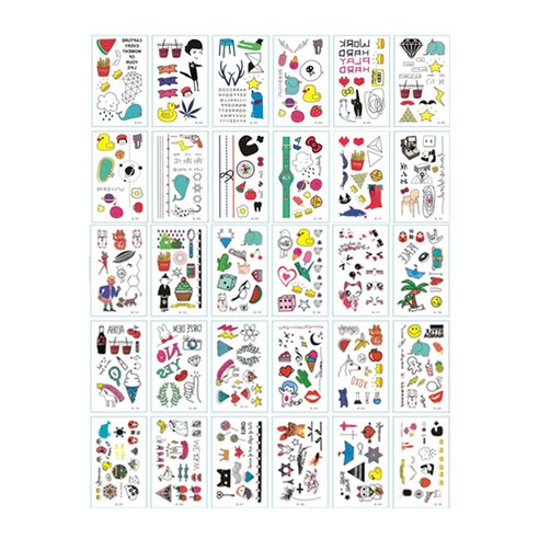 시나몬걸 컬러 타투 스티커 30종, J-컬러풀, 1세트