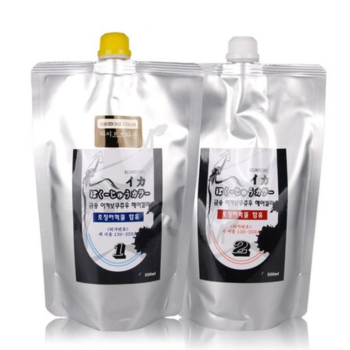 뉴겐 금송 이카 보쿠쥬우 오징어먹물 헤어칼라 1제 500ml + 2제 500ml, 라이트브라운, 1세트