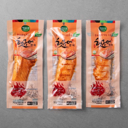 바다소리 햇구어 연어, 70g, 3팩