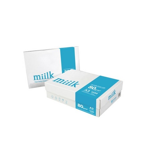 [한국제지 밀크] 밀크 A4용지 80g 1박스(2500매) Miilk, 상세 설명 참조, 2500매