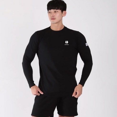 허그본 남성용 머슬핏 리플렉션 긴팔 티셔츠 태극 라인 002