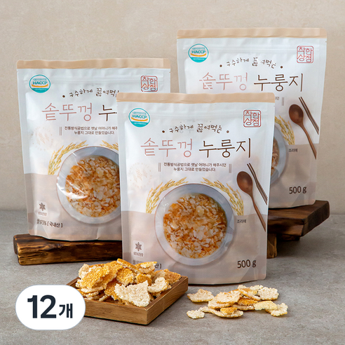 착한상점 구수하게 끓여먹는 솥뚜껑 누룽지, 500g, 12개