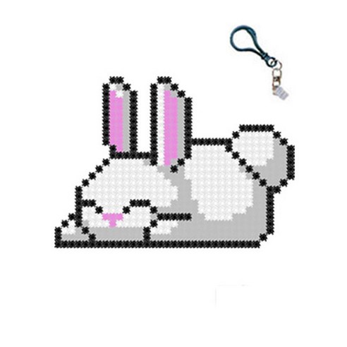 꼬마블럭 디폼 동물 + 고급 열쇠고리 랜덤발송 + 일대일 도안 DIY 패키지 10mm, 큰토끼