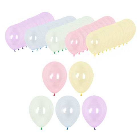 셈퍼텍스 크리스탈파스텔 풍선 30cm, 핑크,그린, 라일락, 블루, 옐로우, 50개
