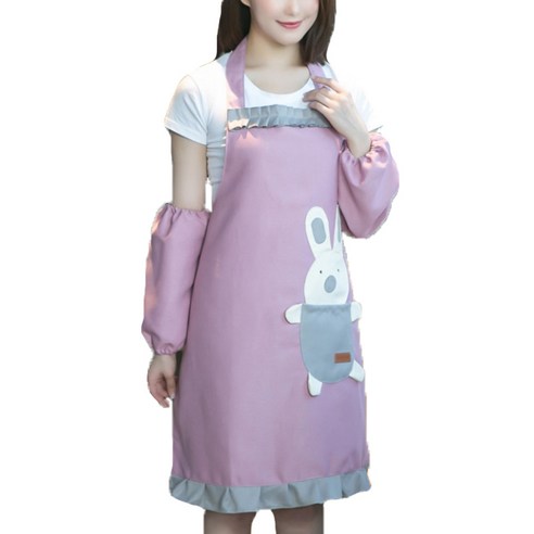 에이홉 토끼 주머니 앞치마 + 팔토시, 퍼플, 1세트