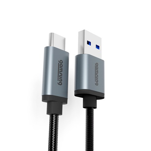감성충전 USB 5Gbps 3.1 gen1 고속충전 케이블 A to C 2.0m, 아이언그레이 + 블랙, 1개, 2m