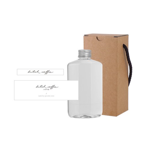 라운드납작 페트병 250ml + 알루미늄 실버 C캡 + 용기스티커 로망스더치커피 + 캡봉인스티커 + 호환박스, 10세트
