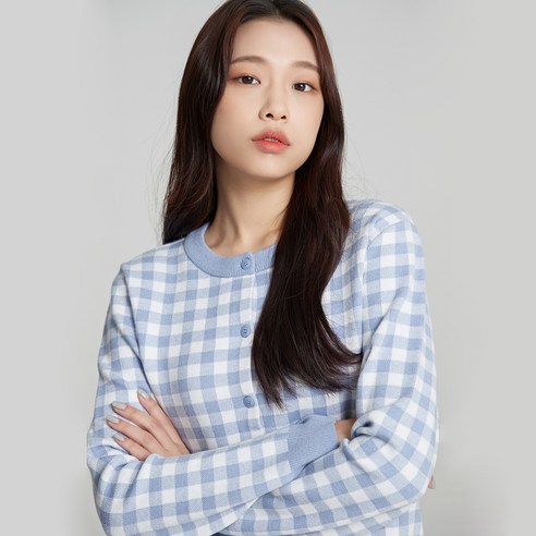 스파오 여성용 깅엄체크 가디건