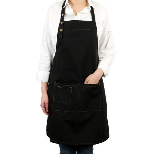 디어투미 바리스타 카페 공방 앞치마, 목걸이형 블랙, 1개