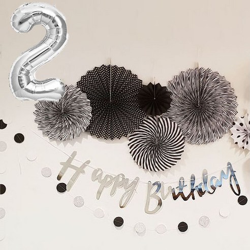 생일파티용품 생일파티세트 2, 블랙, 1세트
