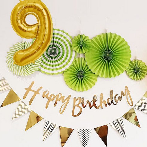 생일파티용품 생일파티세트 9, 그린, 1세트
