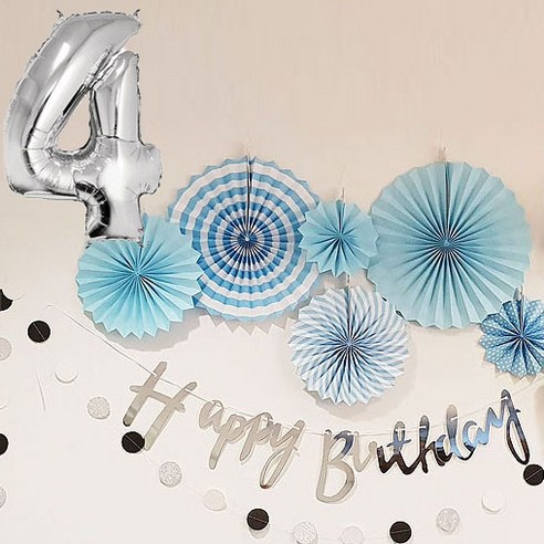 생일파티용품 생일파티세트 4, 블루, 1세트