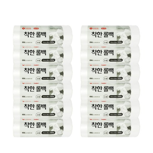 롯데이라이프 착한 롤백 17 x 25 cm, 소(S), 500개입, 12개