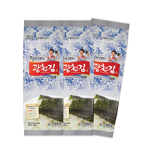 광천김 달인 김병만의 대용량 파래 식탁김, 55g, 3개