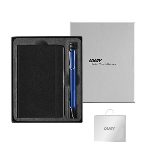 LAMY 사파리 볼펜 + 기프트 노트 세트, 블루, 1세트