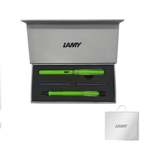 LAMY 사파리 만년필 + 볼펜 기프트세트, EF, 그린