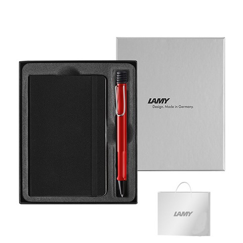 LAMY 사파리 볼펜 + 기프트 노트 세트, 레드, 1세트