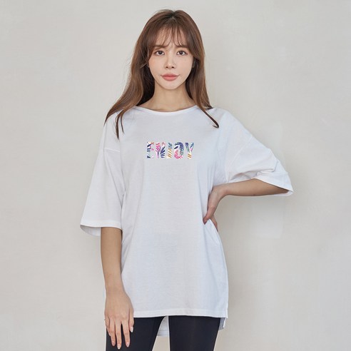 진마니아 여성용 엔조이 옆트임 루즈핏 반팔 티셔츠 CE3T05