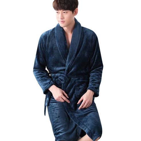 이경희 남성용 극세사 가운 L, 네이비, 1개