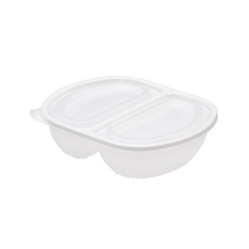 일회용 우짜짜 용기 2칸 백색 740ml, 100개