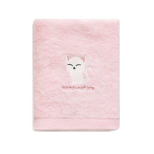 맘스네이처 대나무 아기타올 160g, 핑크 고양이, 1개