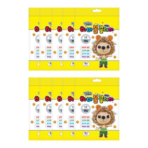 토단교재 유아용 하비볼클레이 10p, 노랑, 50g