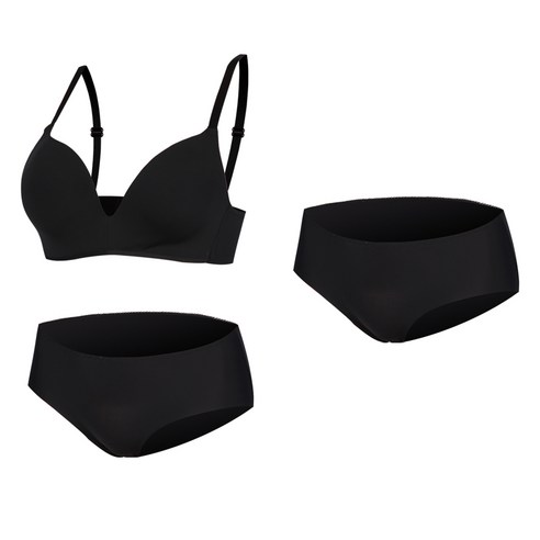 더핏 노와이어 볼륨업 베이직 브라 + 팬티 2p 세트