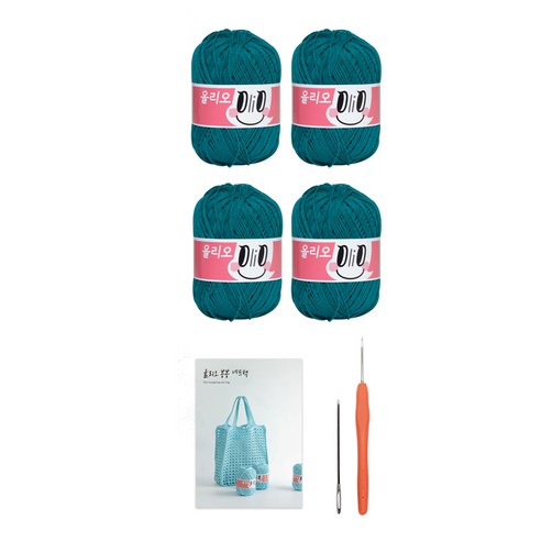 올리오 봉봉 네트백 뜨개질 DIY 패키지, 1세트, 727 사파이어(실), 랜덤발송(코바늘)