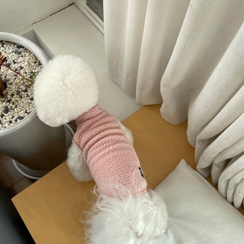매그독 강아지 후리스 민소매 티셔츠, 핑크