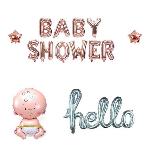 베이비샤워 슬림 월데코 파티 풍선 세트, 로즈골드(Babyshower), 1세트