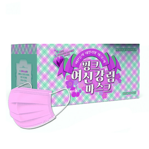 여신강림 핑크 마스크 일회용 마스크, 50개입, 1개