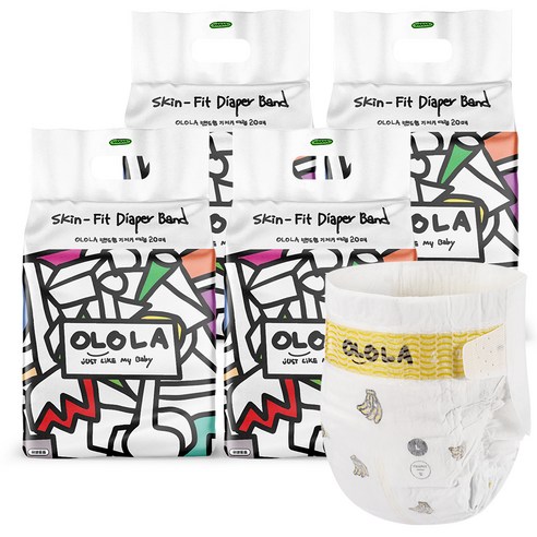OLOLA 지비지 밴드형 기저귀 유아용 대형 4단계(9~14kg), 80매