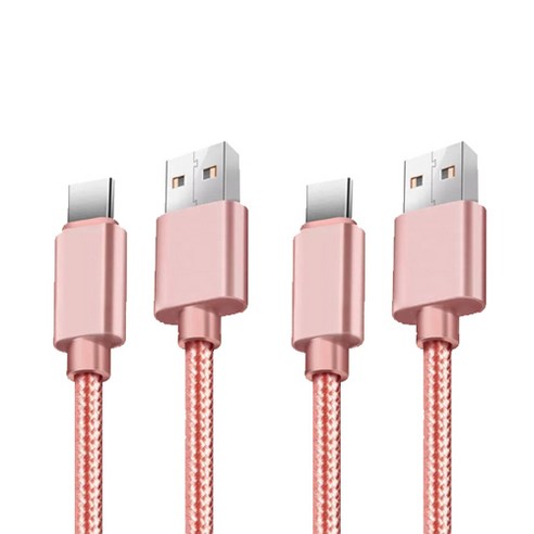 코쿼드 C타입 고속충전 숏케이블 보조배터리용 짧은 USB 패브릭 고속 2p, 20cm, 핑크