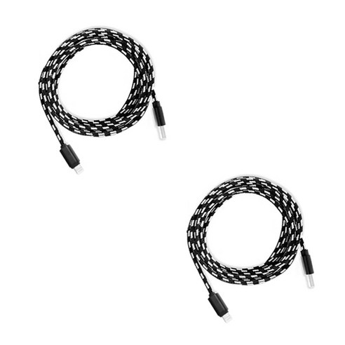 코쿼드 고속충전 롱케이블 USB 8핀 2p, 3m, 블랙