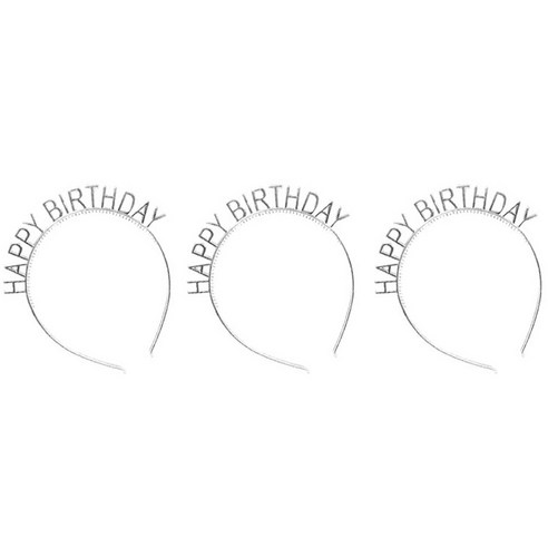 생일 파티 용품 홈파티 소품 생일머리띠, 메탈실버, 3개