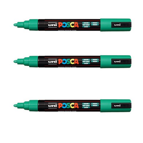 포스카 컬러마커 PC-5M GREEN, 3개, 1색