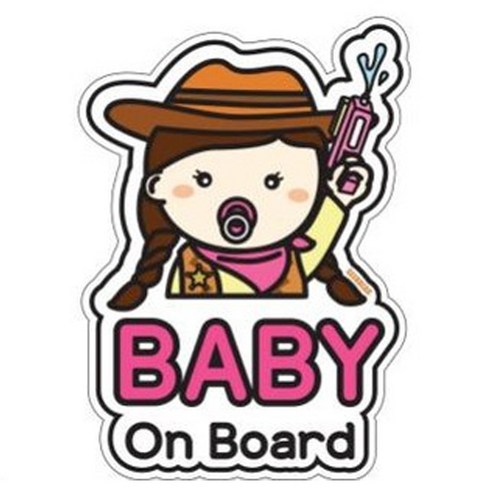 GEEKBEAR 아이가 타고 있어요 칼라 반사 차량용 스티커, 카우걸, 1개